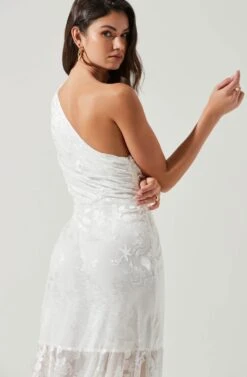 Santorini One Shoulder Floral Midi Dress -Dresses Sales Store 20220112 ACDR100550G WHITE 4