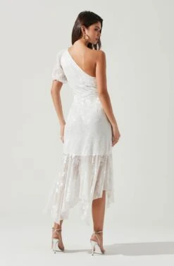 Santorini One Shoulder Floral Midi Dress -Dresses Sales Store 20220112 ACDR100550G WHITE 6