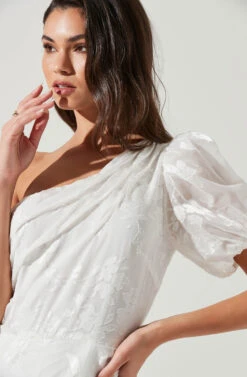 Santorini One Shoulder Floral Midi Dress -Dresses Sales Store 20220112 ACDR100550G WHITE 7