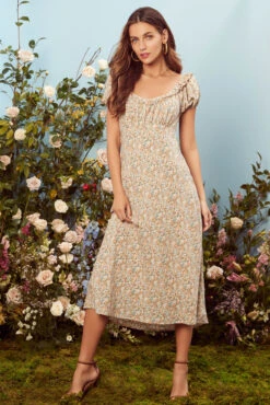 Short Sleeve Ruffle Neck Dress -Dresses Sales Store 210405 ASTR ZORANA 6263