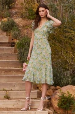 Celestine Floral Ruffle Midi Dress -Dresses Sales Store 23 01 19 ASTR WEDDING0060