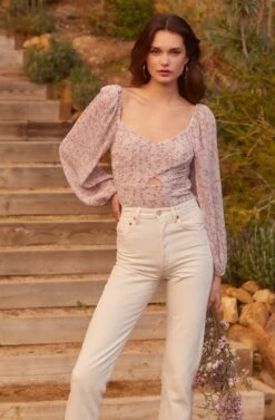 Long Sleeve Plisse Cross Bust Top -Dresses Sales Store 23 01 19 ASTR WEDDING0675