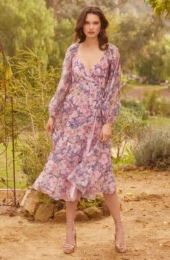 Jannika Floral Wrap Front Midi Dress -Dresses Sales Store 23 01 19 ASTR WEDDING42383