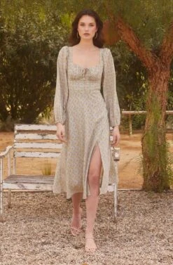 Floral Long Sleeve Back Cut Out Midi Dress -Dresses Sales Store 23 01 19 ASTR WEDDING42402