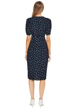 La Cienega Midi Dress -Dresses Sales Store ACDR100009 NAVY CREAM DOT 03
