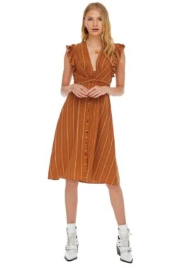 Saturate Midi Dress -Dresses Sales Store ACDR100125 PAPAYA STRIPE 01