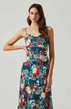 Gaia Floral Midi Dress -Dresses Sales Store ACDR100133D GREENREDFLORAL 3