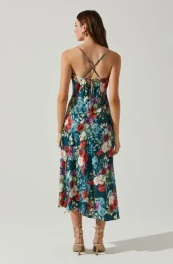 Gaia Floral Midi Dress -Dresses Sales Store ACDR100133D GREENREDFLORAL 6