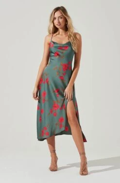 Gaia Floral Midi Dress -Dresses Sales Store ACDR100133D TEAL RASPBERRYFLORAL 1