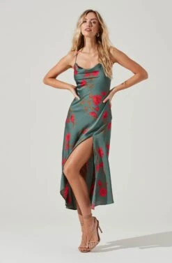 Gaia Floral Midi Dress -Dresses Sales Store ACDR100133D TEAL RASPBERRYFLORAL 2