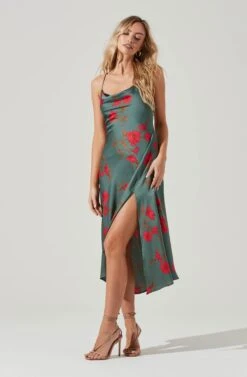 Gaia Floral Midi Dress -Dresses Sales Store ACDR100133D TEAL RASPBERRYFLORAL 3
