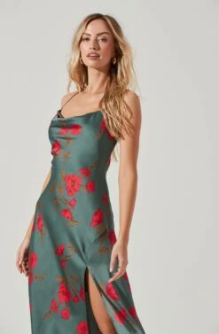 Gaia Floral Midi Dress -Dresses Sales Store ACDR100133D TEAL RASPBERRYFLORAL 4