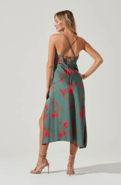 Gaia Floral Midi Dress -Dresses Sales Store ACDR100133D TEAL RASPBERRYFLORAL 5