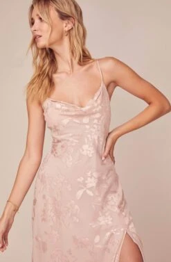 Gaia Floral Jacquard Midi Dress -Dresses Sales Store ACDR100133F BLUSH FLORAL JACQUARD 4