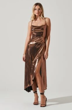 Gaia Metallic Midi Dress -Dresses Sales Store ACDR100133K BRONZE 2
