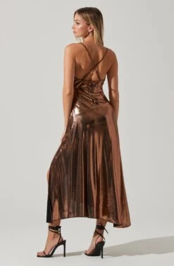 Gaia Metallic Midi Dress -Dresses Sales Store ACDR100133K BRONZE 6