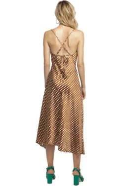 Cowl Strappy Dress -Dresses Sales Store ACDR100133 CARAMEL DOT 03