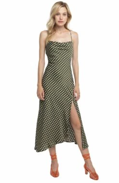 Cowl Strappy Dress -Dresses Sales Store ACDR100133 GREEN DOT 01