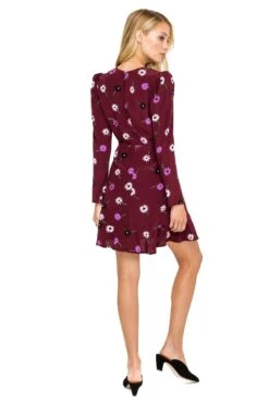 Puff Sleeve A-Line Floral Dress -Dresses Sales Store ACDR100168 WINE MULTI FLORAL 03