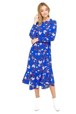 Ls Asymmetrical Hem Midi Dress