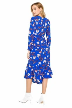 Ls Asymmetrical Hem Midi Dress -Dresses Sales Store ACDR100191 BLUE FLORAL 03