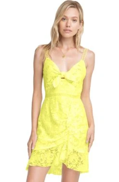 Joey Lace Mini Dress -Dresses Sales Store ACDR100192 LEMON DROP YELLOW 1A