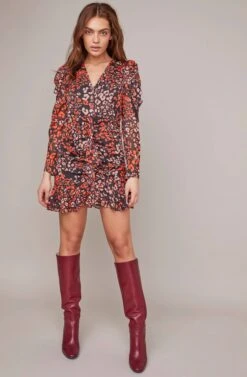 Mimi Leopard Mini Dress -Dresses Sales Store ACDR100317 RED GOLD LEOPARD 4A