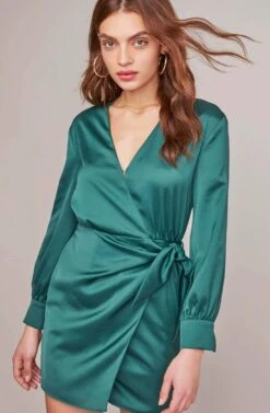Adelaide Wrap Dress -Dresses Sales Store ACDR100360 HUNTER GREEN 1A