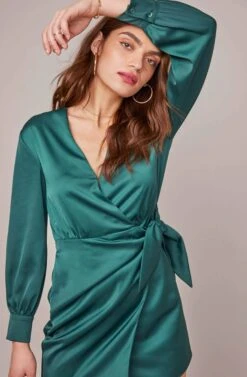 Adelaide Wrap Dress -Dresses Sales Store ACDR100360 HUNTER GREEN 2A
