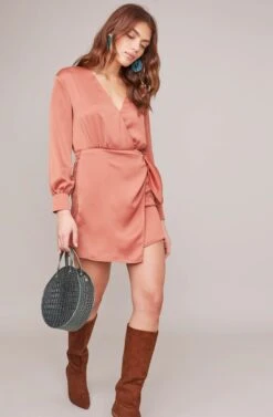Adelaide Wrap Dress -Dresses Sales Store ACDR100360 TERRA COTTA 2A
