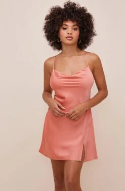 Filomena Cowl Neck Mini Dress -Dresses Sales Store ACDR100417S CORAL 3