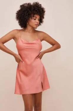 Filomena Cowl Neck Mini Dress -Dresses Sales Store ACDR100417S CORAL 4