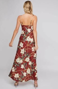 Jolie Floral Print Midi Dress -Dresses Sales Store ACDR100419 WINE CHAIN FLORAL 4A