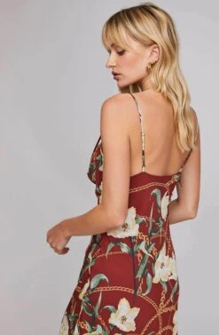Jolie Floral Print Midi Dress -Dresses Sales Store ACDR100419 WINE CHAIN FLORAL 5A