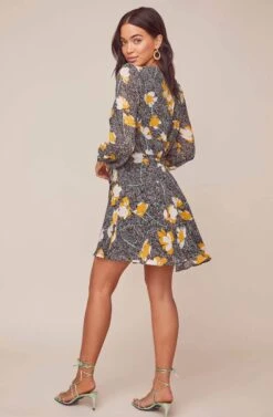 Aja Floral Long Sleeved Dress -Dresses Sales Store ACDR100455C BLACK MUSTARD FLORAL 3