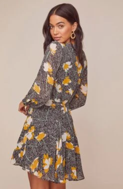 Aja Floral Long Sleeved Dress -Dresses Sales Store ACDR100455C BLACK MUSTARD FLORAL 4