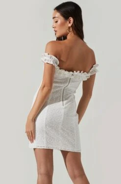 Renanta Pointelle Ruffle Trim Mini Dress -Dresses Sales Store ACDR100525B WHITE 10