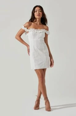 Renanta Pointelle Ruffle Trim Mini Dress -Dresses Sales Store ACDR100525B WHITE 3