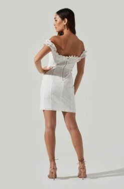 Renanta Pointelle Ruffle Trim Mini Dress -Dresses Sales Store ACDR100525B WHITE 9