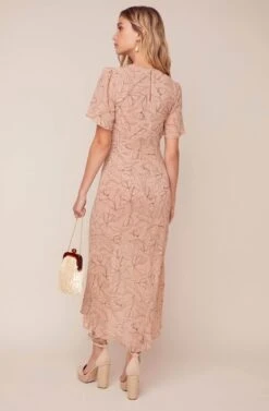 Kindred Floral Midi Dress -Dresses Sales Store ACDR100532 APRICOT BLK SKETCH FLORAL 4