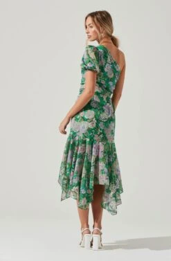 Santorini Floral One Shoulder Dress -Dresses Sales Store ACDR100550B GREENLILACMULTIFLORAL 4