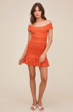 Joanna Smocked Dress -Dresses Sales Store ACDR100573 PAPAYA 1