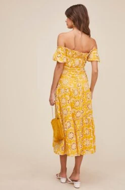 Te Amo Eyelet Midi Dress -Dresses Sales Store ACDR100582 MUSTARD 4