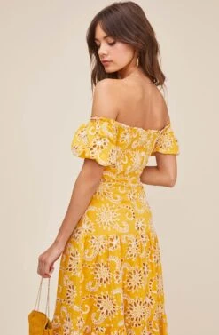 Te Amo Eyelet Midi Dress -Dresses Sales Store ACDR100582 MUSTARD 5