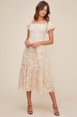 Te Amo Eyelet Midi Dress -Dresses Sales Store ACDR100582 NATURAL 1