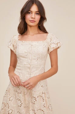 Te Amo Eyelet Midi Dress -Dresses Sales Store ACDR100582 NATURAL 2