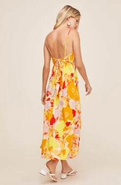 Charisma Floral Midi Dress -Dresses Sales Store ACDR100591 YELLOW ORANGE TROPICAL FLORAL 3