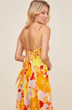 Charisma Floral Midi Dress -Dresses Sales Store ACDR100591 YELLOW ORANGE TROPICAL FLORAL 4