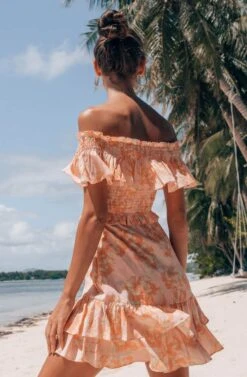 Riviera Floral Off Shoulder Dress -Dresses Sales Store ACDR100602 PINKPAPAYAFLORAL 5