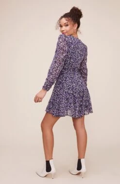 Desiree Floral Dress -Dresses Sales Store ACDR100718 NAVY PURPLE MULTI FLORAL 3